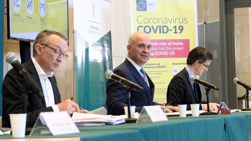 Doctors Colm Henry, Tony Holohan and Ronan Glynn brief the media (Pic: Rolling News)