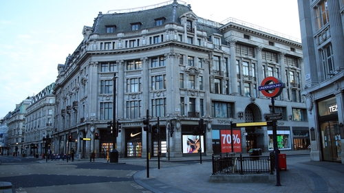 A deserted Oxford Circus in London today