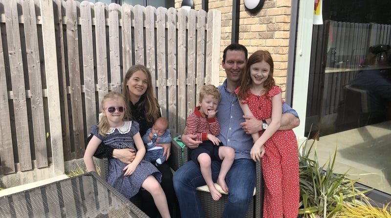 Aaron Rafferty(c), pictured with his family, was the baby to be registered online in Ireland