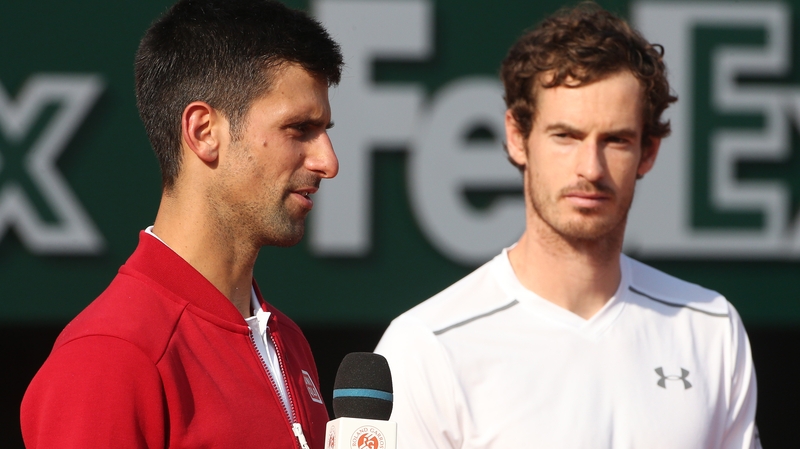 Novak Djokovic with Andy Murray after the Serbian had won the 2016 French Open