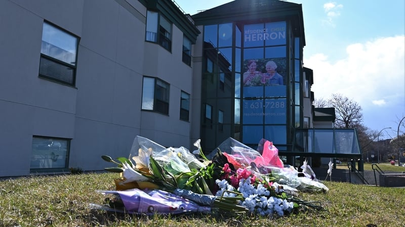 Flowers outside the Herron private nursing home in Montreal