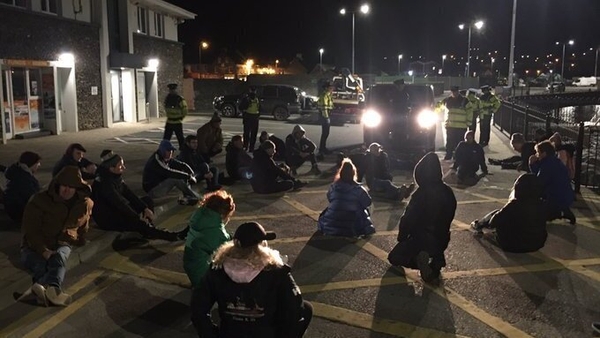 Up to 40 protesters mounted a blockade at the Co Kerry port