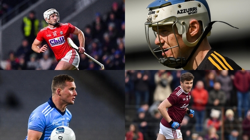 Clockwise from to left: Patrick Horgan, TJ Reid, Shane Walsh and Ciarán Kilkenny are among the GAA players to post skills and training videos online
