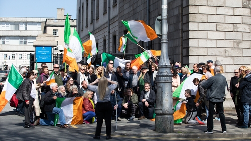 People gathered outside Four Courts in Dublin yesterday (Pic: Tom Honan/Irish Times)