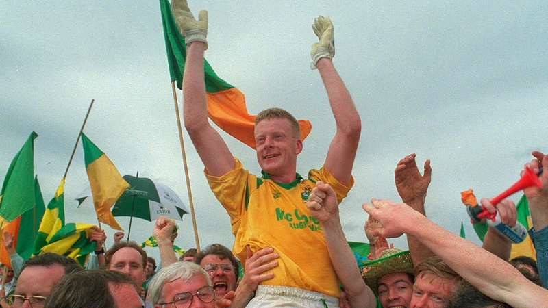 Declan Darcy is held aloft by delirious Leitrim fans