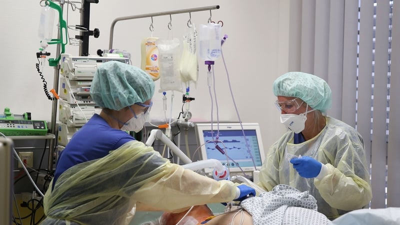 Medical staff take care of a Covid-19 patient in the intensive care unit at Magdeburg hospital, Germany