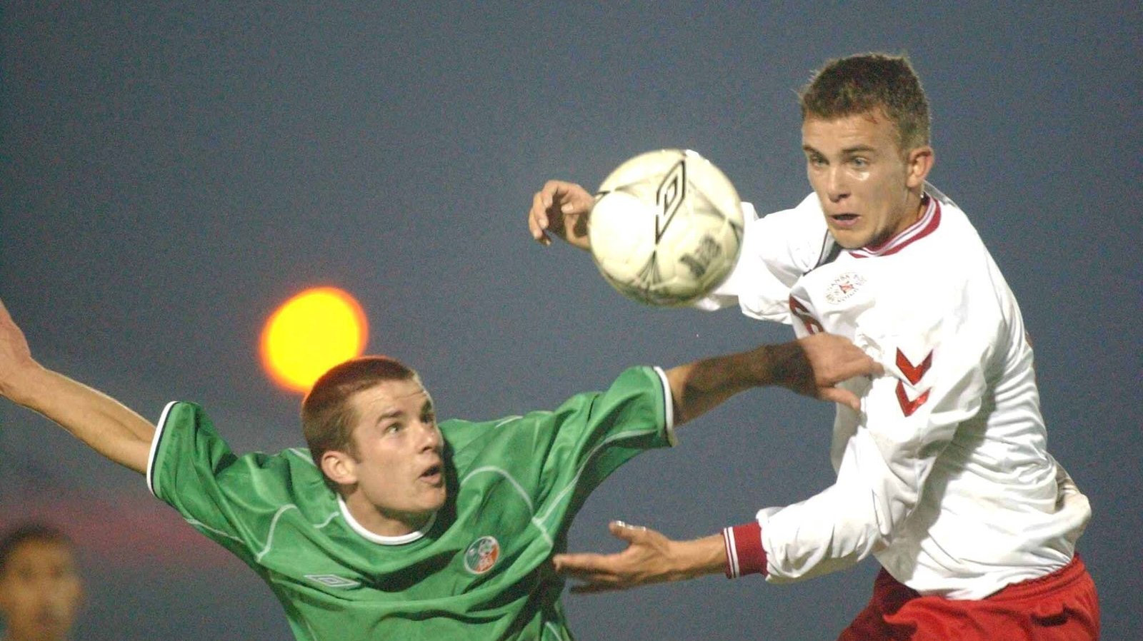 In March 2002, Doyle (l) would win another U21 cap, coincidentally against Denmark