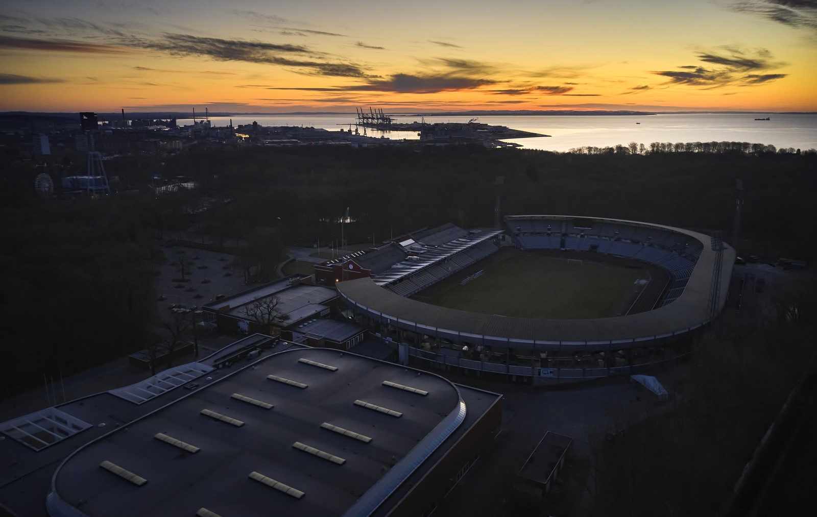 An aerial view of AGF Aarhus' home ground