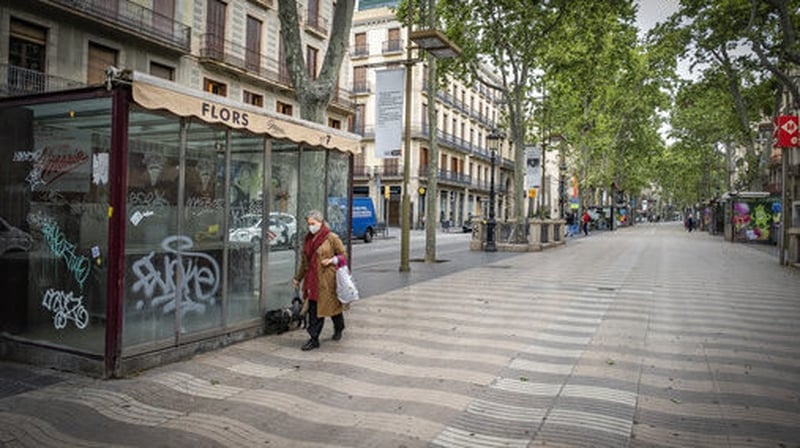 A near deserted street in Barcelona