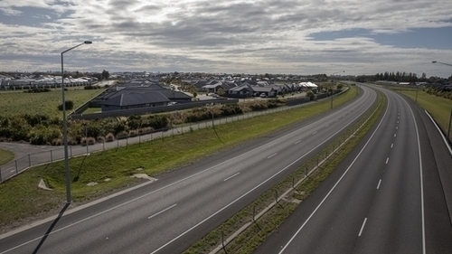 A deserted Southern Motorway in Christchurch, New Zealand