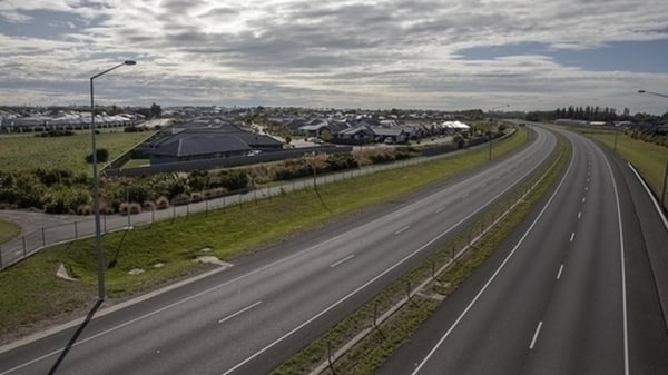 A deserted Southern Motorway in Christchurch, New Zealand