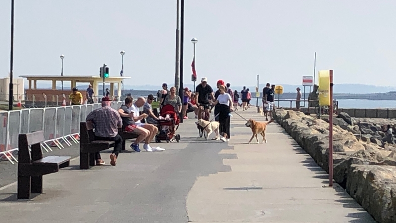 The Prom in Salthill, Co Galway, was very busy this afternoon