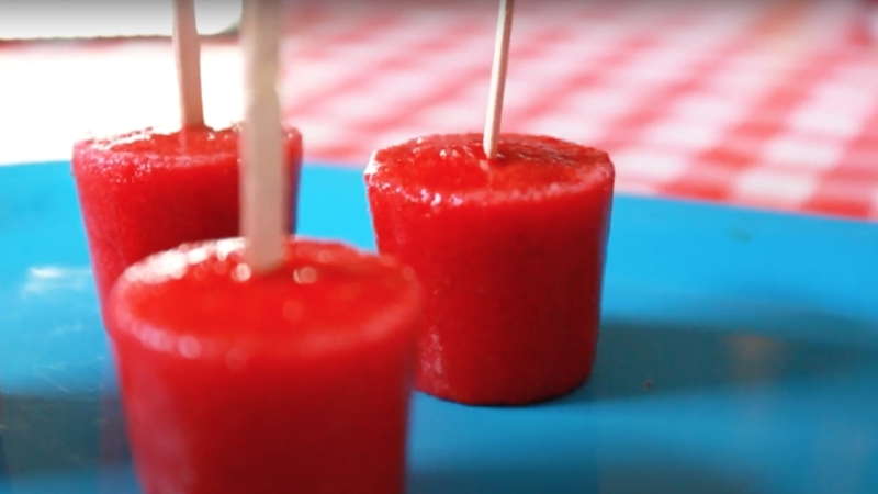 Molly Makes Strawberry Ice Lollies.