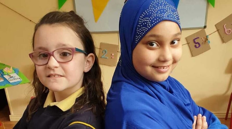 Ciara O'Shea and Mahek Hussain, from Presentation Primary School in Tralee