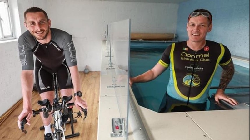 Ian Purcell (L) and Kevin Ryan are aiming to complete a full Ironman Triathlon while staying within their 2km limits