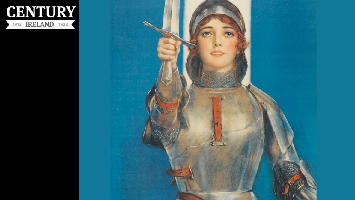 World War I-era poster urges to American women to buy War Saving Stamps by using Joan of Arc as a symbol of female patriotism.
Photo: Library Company of Philadelphia, P.2284.122b