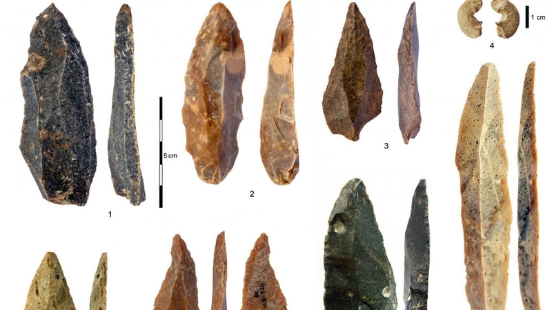 The tools pictured were found at the Bacho Kiro Cave site
