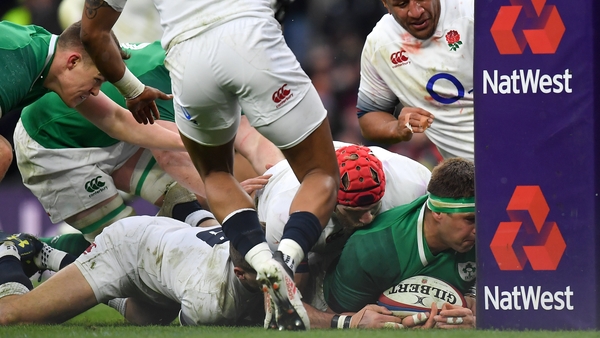 CJ Stander scoring against the base of the post-protector in the 2018 Six Nations