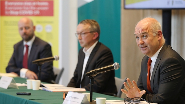 Chief Medical Officer Dr Tony Holohan with Dr Colm Henry and Prof Philip Nolan (Pic: RollingNews.ie)