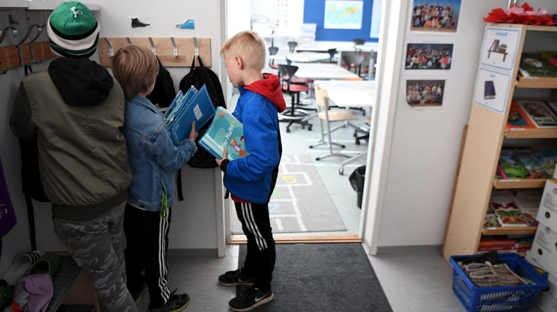 Pupils getting ready to start a lesson at Lauttasaari primary school in Helsinki earlier this week
