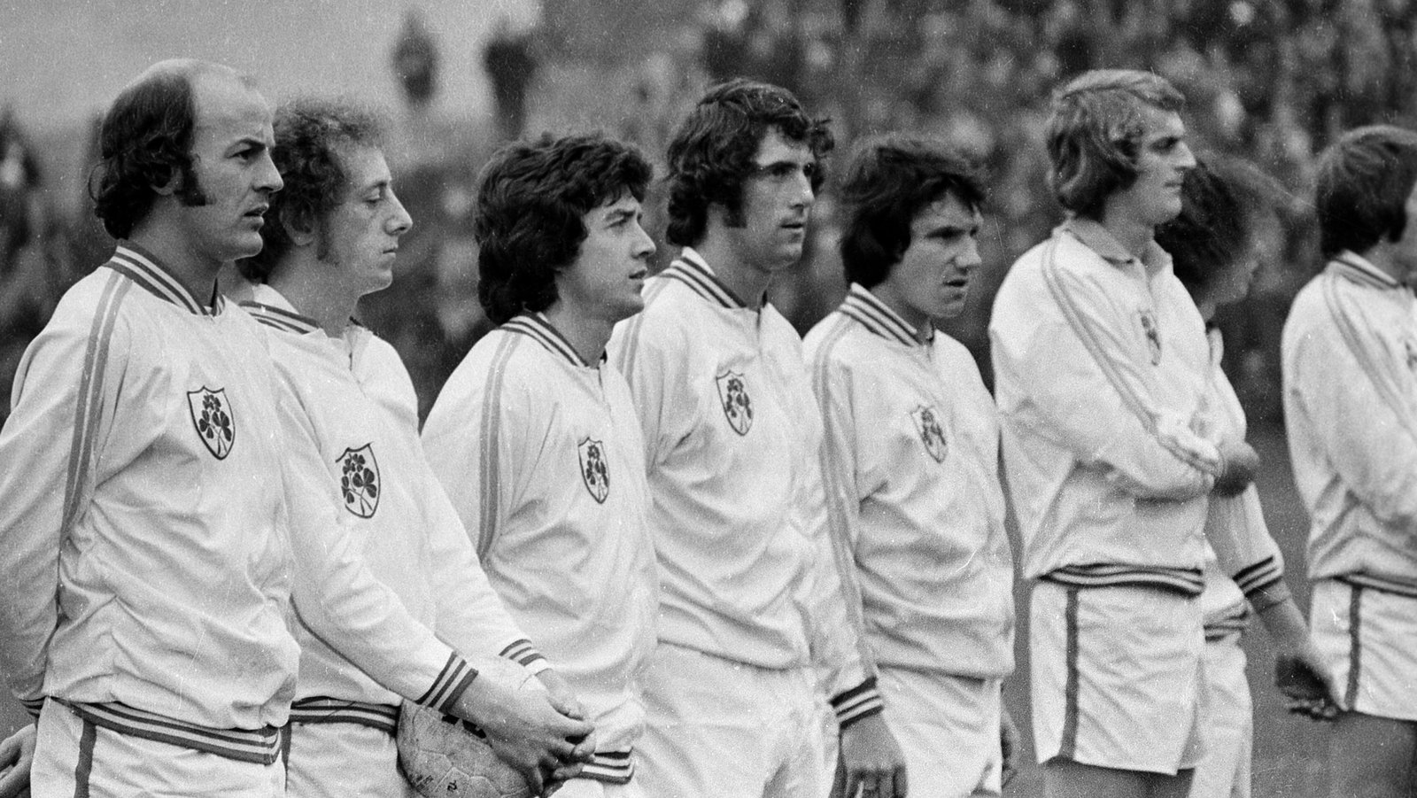 Mancini, Martin, Kinnear, Givens, Treacy, Roche before the famous win over USSR