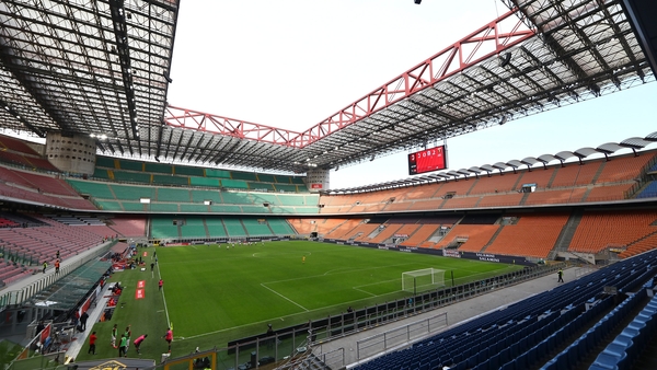 A general view of play in the empty stadium