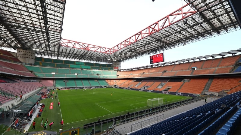 A general view of play in the empty stadium