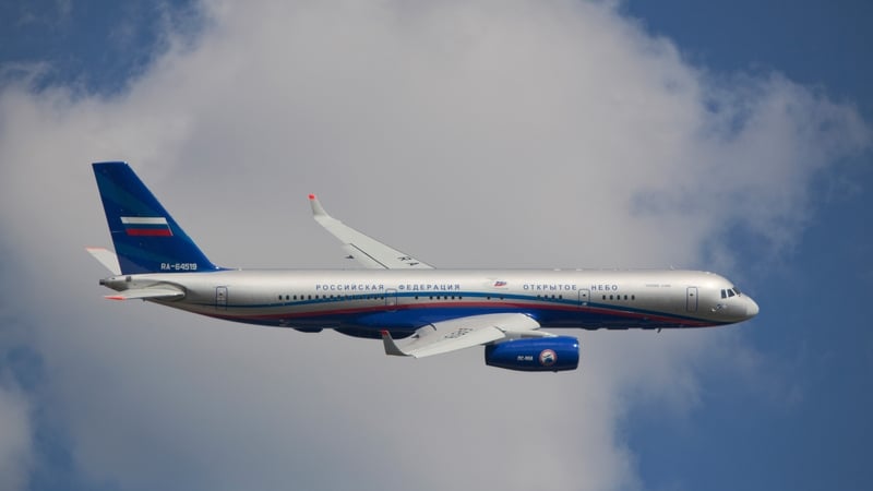 A Tupolev Tu-214ON aircraft equipped to take part in Open Skies flights