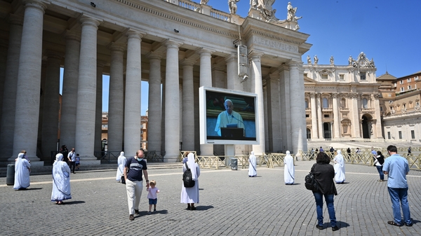 Pope Francis delivered his message via the internet from his library