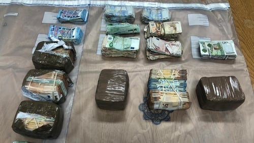 Gardaí released photographs of the cash seized