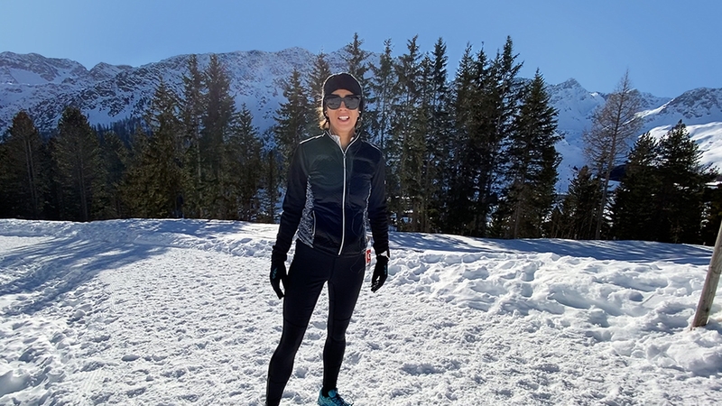 Georgie Crawford ran the Swiss Snow Walk Run in January 2020.