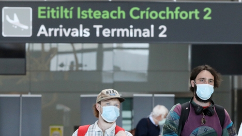 Passengers arriving at Dublin Airport today where it is now mandatory to fill out a Passenger Locator Form (pic: Rollingnews.ie)