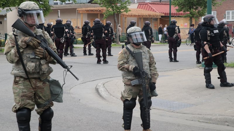 Members of the National Guard on patrol in Minneapolis