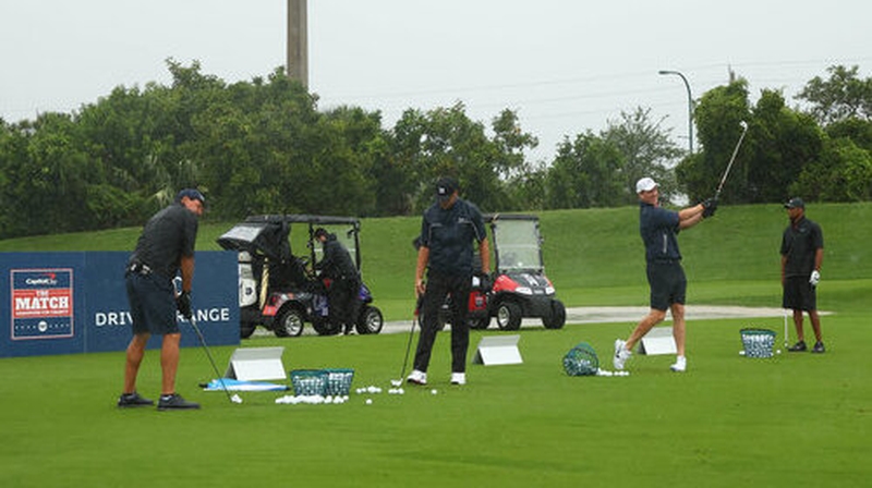 Tiger Woods, Peyton Manning, Phil Mickelson and Tom Brady were all miked for their charity match