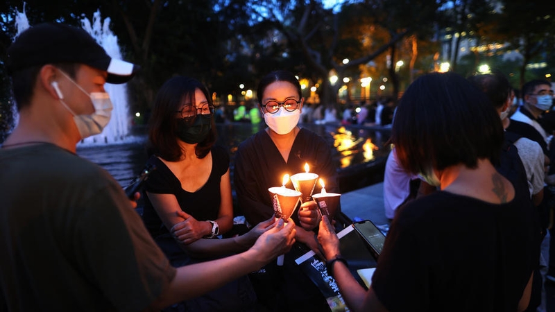 People gathered in Hong Kong's Victoria Park despite ban