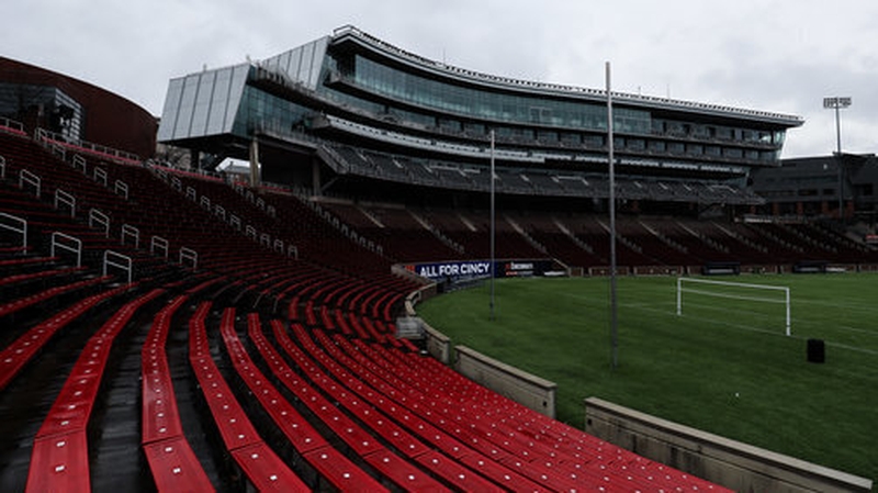 A view of an empty Nippert Stadium in Cincinnati following the suspension of the Major League Soccer regular season