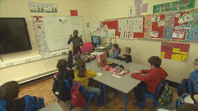 Alex Mbowoua teaching her class at Canal Way Educate Together School back in February