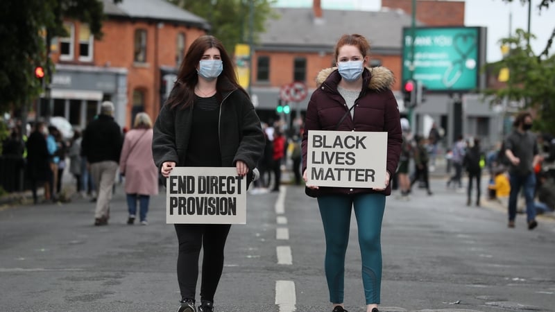 Protestors at a Black Lives Matter rally outside the US Embassy in Dublin in June