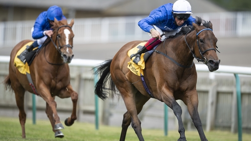 Terebellum wins the Dahlia Fillies' Stakes on the Rowley Mile