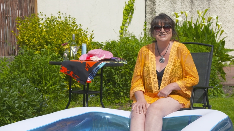 Dee Featherstone taking part in the virtual Strip and Dip