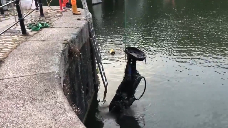 Bristol City Council shared a video of the statue being removed (Pic: Twitter/Bristol City Council)