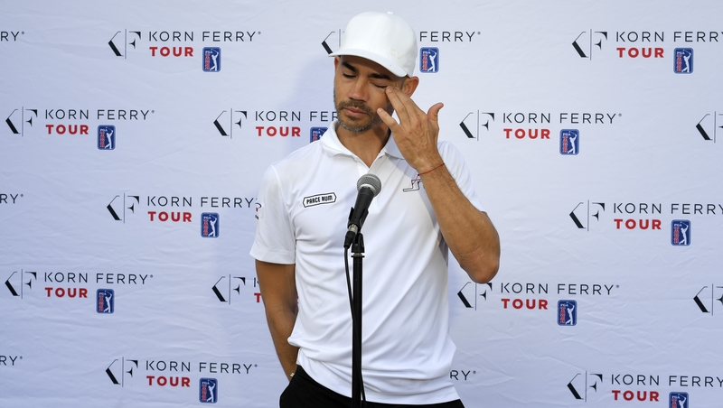 An emotional Camilo Villegas speaks to the press ahead of the Florida event