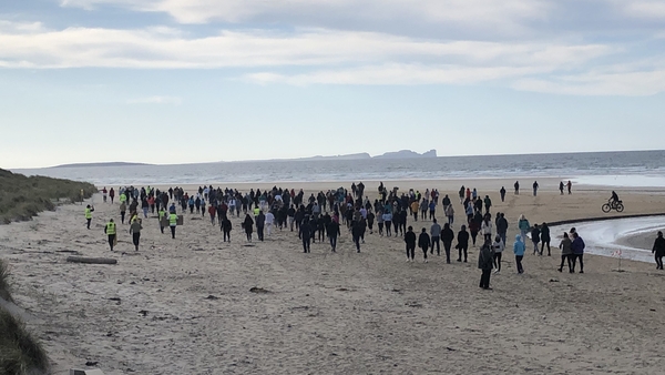Up to 200 people gathered on a beach near An Fál Carrach in west Donegal