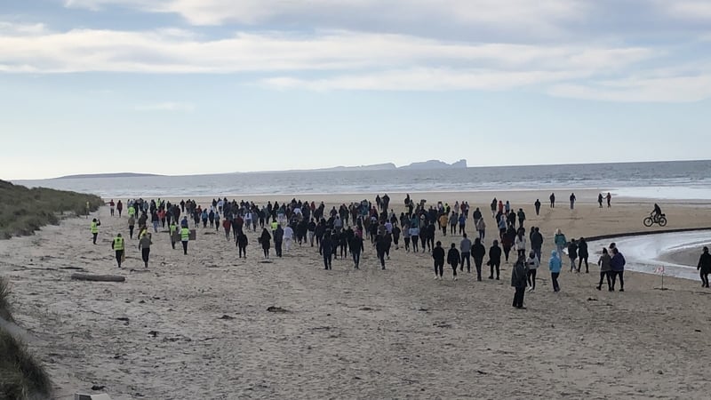 Up to 200 people gathered on a beach near An Fál Carrach in west Donegal