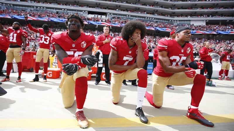 Colin Kaepernick (7) has not played in the NFL since kneeling to protest racial injustice in 2016