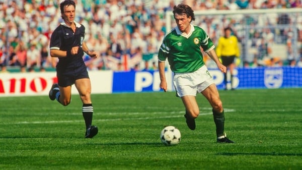Ray Houghton in action against England in Stuttgart during the 1988 Euro championship
