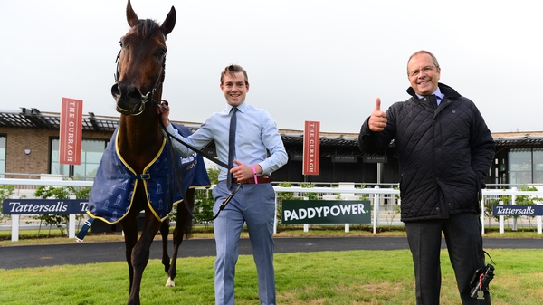 Ger Lyons celebrates with his Guineas hero