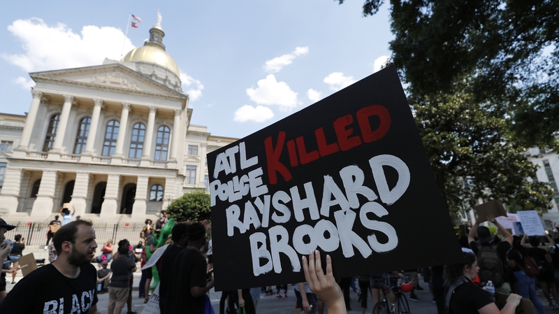Protesters gathered in Atlanta, Georgia after 27-year-old Rayshard Brooks was killed on Friday night