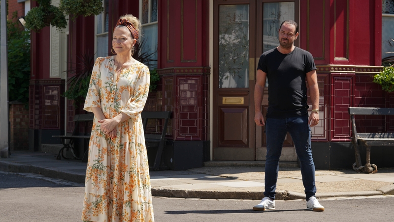 Kellie Bright and Danny Dyer - Socially distancing on the EastEnders set