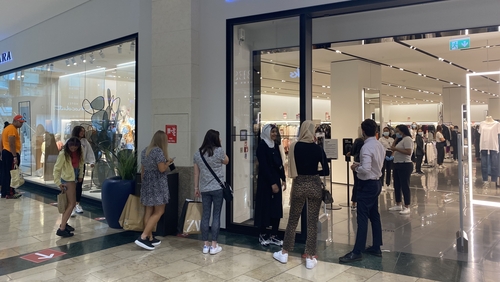 Shoppers at Dundrum Town Centre this morning